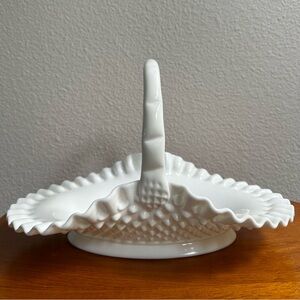 Fenton Hobnail Milk Glass Basket Antique Vintage